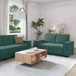 vidaXL Ensemble de canapés 3 Pièces avec coussins Vert foncé Velours