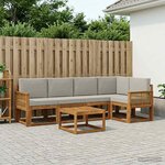 vidaXL Ensemble de canapés d'extérieur 6 Pièces Naturel et gris clair