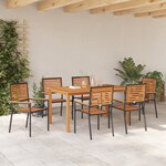 Ensemble de Salle à Manger de Jardin vidaXL 7 Pièces Noir Rattan Poly Acacia