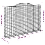 vidaXL Paniers à gabions arqués 3 Pièces 300x30x200/220 cm fer galvanisé