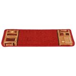 vidaXL Tapis d'escalier autocollants 15 Pièces 65x21x4 cm Rouge