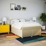 vidaXL Sommier à lattes de lit avec matelas Crème 140x200 cm Tissu