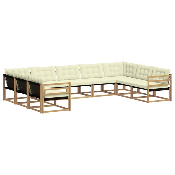 vidaXL Ensemble de canapés d'extérieur 9 pc Blanc et crème