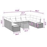 vidaXL Set de canapés de jardin 10 pièces avec coussins – Noir en poly rotin et acacia