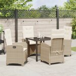 vidaXL Ensemble de salle à manger de jardin 5 pièces avec coussins en poly rattan beige