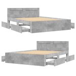 vidaXL Cadre de lit et tête de lit sans matelas gris béton 120x190 cm