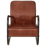vidaXL Fauteuil marron cuir véritable