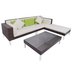 Salon de jardin meuble d'extérieur ensemble de mobilier 4 pièces avec coussins résine tressée marron 02_0016194