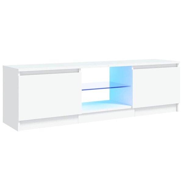 vidaXL Meuble TV avec lumières LED Blanc 120x30x36 cm