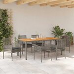 vidaXL Ensemble de jardin 7 pièces avec coussins gris en poly rotin