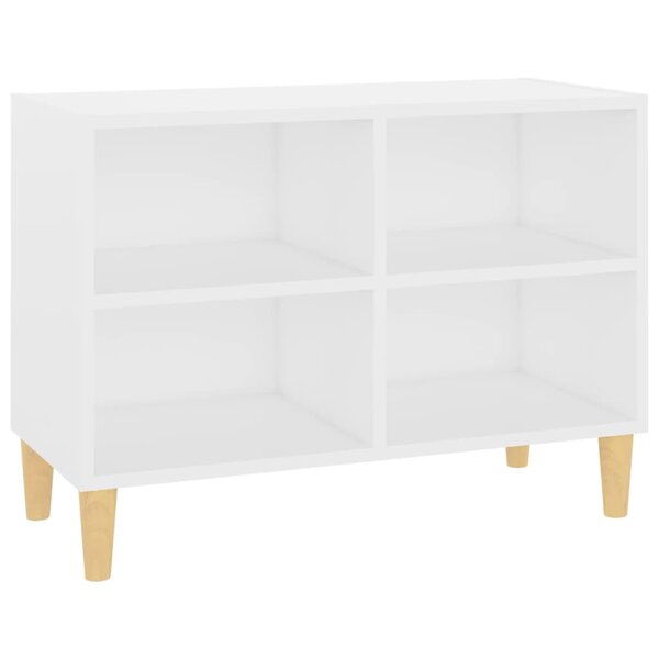 vidaXL Meuble TV avec pieds en bois massif Blanc 69 5x30x50 cm