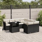 vidaXL Salon de jardin 9 Pièces avec coussins noir résine tressée