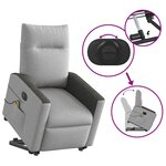 vidaXL Fauteuil inclinable de massage électrique gris nuage tissu