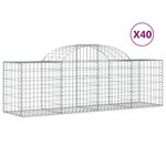 vidaXL Paniers à gabions arqués 40 Pièces 200x50x60/80 cm fer galvanisé
