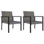 vidaXL Chaises à manger de jardin lot de 2 Résine tressée Gris