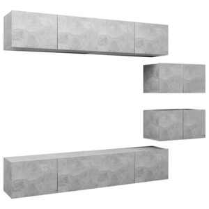 vidaXL Ensemble de meubles TV 6 Pièces Gris béton Bois d'ingénierie