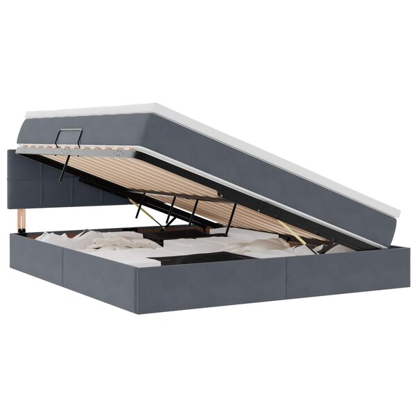 vidaXL Lit de Rangement Gris foncé 160 x 200 cm Velours