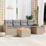 vidaXL Salon de jardin avec coussins 6 Pièces beige résine tressée
