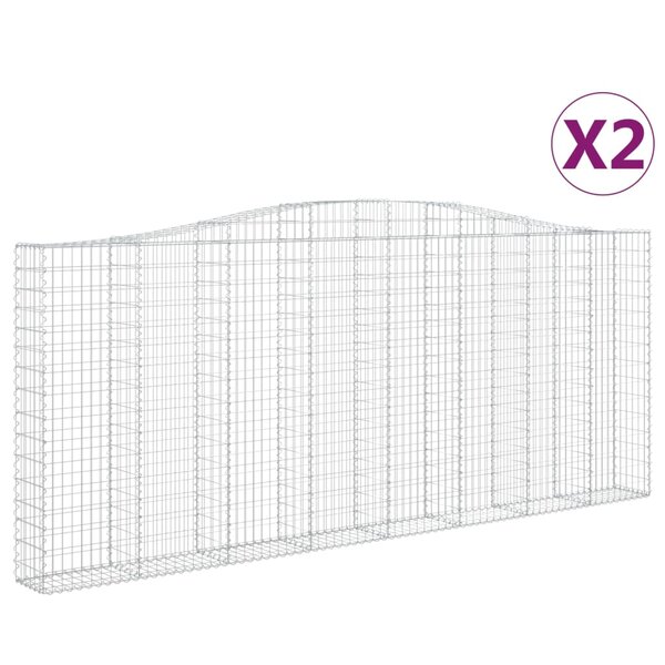 vidaXL Paniers à gabions arqués 2 Pièces 400x30x160/180 cm Fer galvanisé