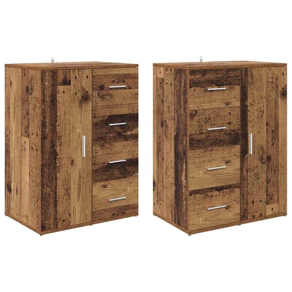 vidaXL Buffets avec tiroir Corona 2 Pièces Bois Ancien 59 x 39 x 80 cm