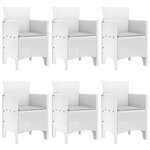 vidaXL Ensemble de Salle à Manger de Jardin 7 Pièces avec Coussins Blanc Rattan Plastique