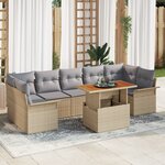 Ensemble de sofa de jardin 8 pièces vidaXL avec coussins Beige Rotin Poly