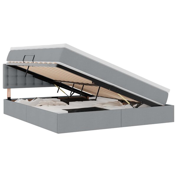 vidaXL Lit avec rangement et LED Gris clair 180 x 200 cm Polyester