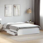 vidaXL Cadre de lit avec tiroirs sans matelas blanc 140x200 cm