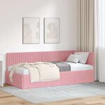 vidaXL Cadre de lit d'angle avec tête de lit Rose 90 x 200 cm Velours