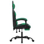 vidaXL Chaise de jeu avec repose-pied Noir et vert Similicuir