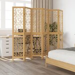 vidaXL Cloison de séparation 6 panneaux marron bois paulownia massif