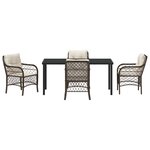 vidaXL Ensemble de salle à manger de jardin de 5 pièces avec coussins Marron Poly Rotin