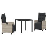 vidaXL Ensemble de jardin de 3 pièces Gris clair Poly Rattan