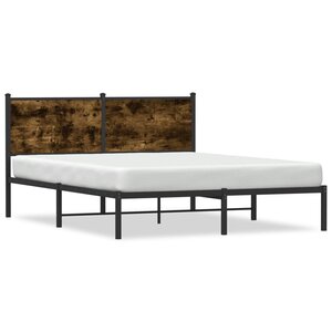 vidaXL Cadre de lit en métal sans matelas chêne fumé 140x200 cm