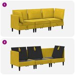 vidaXL Ensemble de meubles pour le salon 3 Pièces Jaune Velours