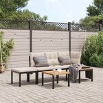 vidaXL Ensemble de banc de jardin avec coussins 4 Pièces noir