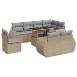 vidaXL Salon de jardin avec coussins 9 Pièces beige résine tressée