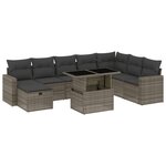 vidaXL Salon de jardin 9 Pièces avec coussins gris résine tressée
