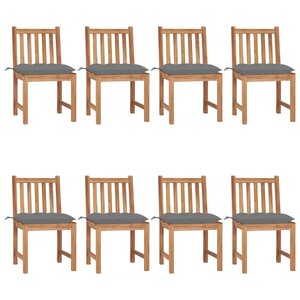 vidaXL Chaises de jardin lot de 8 avec coussins Bois de teck massif