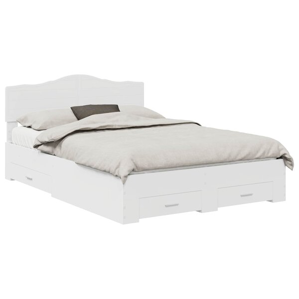 vidaXL Cadre de lit avec tiroir Blanc 140 x 190 cm Bois d'ingénierie