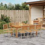 vidaXL Ensemble de Salle à Manger de Jardin 9 pièces Beige en Poly Rattan Acacia