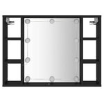 vidaXL Armoire à miroir avec LED noir 76x15x55 cm