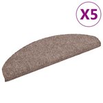 vidaXL Tapis autoadhésifs de marches 5 Pièces Marron 65x21x4cm Aiguilleté