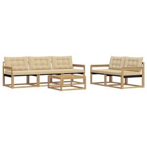vidaXL Ensemble de canapés d'extérieur 6 pc Blanc et Beige