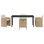 vidaXL Ensemble de salle à manger jardin 5 pièces avec coussins en poly rotin beige