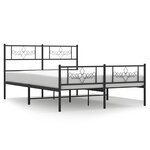 vidaXL Cadre de lit métal sans matelas avec pied de lit noir 135x190cm