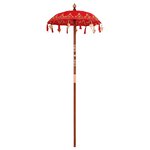 vidaXL Parasol balinais Rouge (90-100) x 260 cm Coton et bois massif