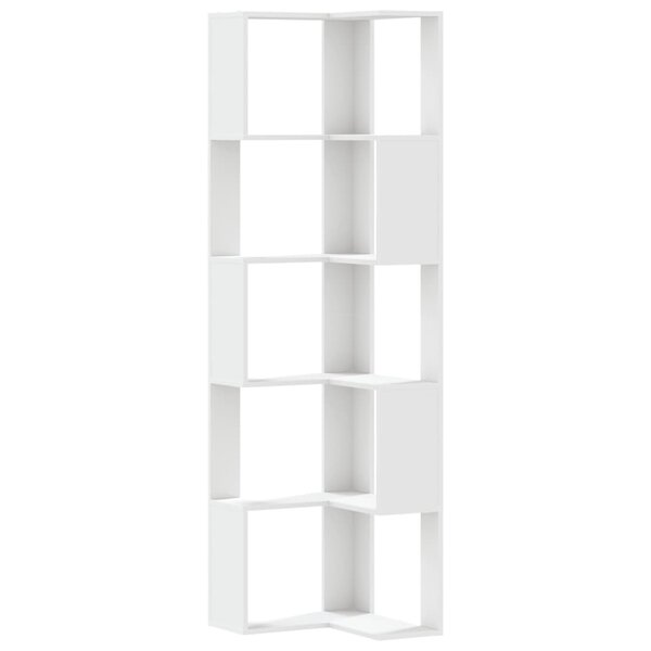 vidaXL Bibliothèque d'angle à 5 niveaux blanc bois d'ingénierie