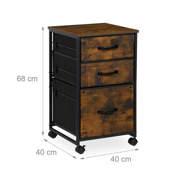 Caisson de bureau à roulettes rangement documents 80 x 40 x 60 cm en métal noir 13_0017189