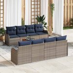 vidaXL Ensemble de canapé de jardin 9 Pièces Gris Poly rotin